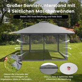 Costway Faltpavillon 4 x 4 m inkl. 4 Seitenteile Grau