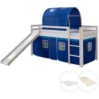Homestyle4u Hochbett 90x200 cm Stockbett Kinderbett Holz, Kinder- & Jugendzimmer, Kindermöbel, Kinderbetten, Hochbetten