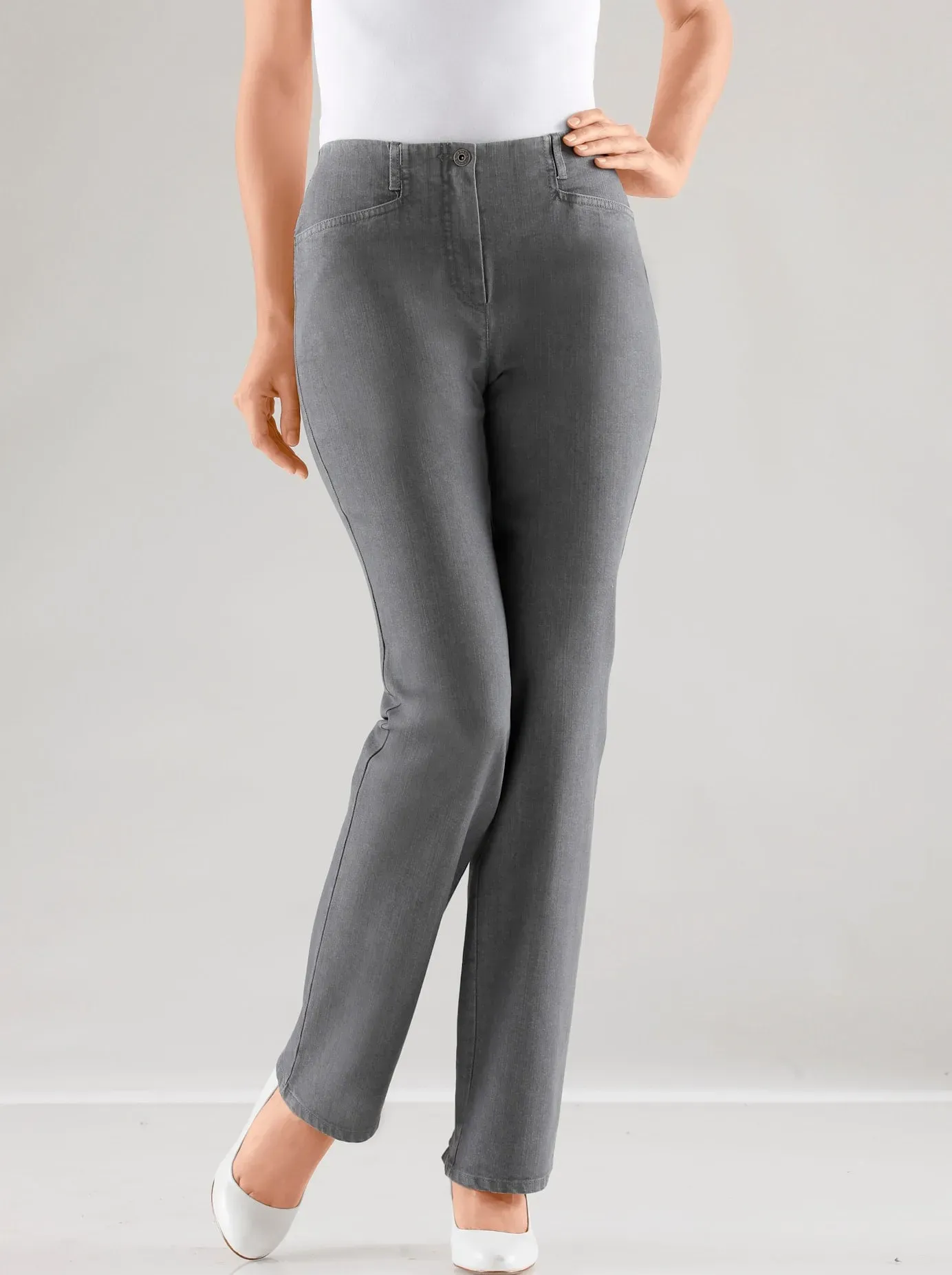 Dehnbund-Jeans COSMA Gr. 25, Kurzgrößen, grau Damen Jeans