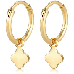 Paar Creolen ELLI "Creolen Kleeblatt Glück Symbol 925 Silber", gold, Ohrringe, Damen, OneSize, ohne Stein, Silber 925 (Sterlingsilber)