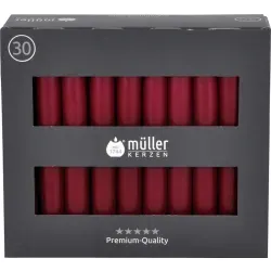 Müller Kerzen Tafelkerzen, weinrot 2211802147 , 1 Packung = 30 Stück, (Ø x H): 20 x 175 mm