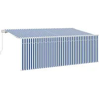 VidaXL Einziehbare Markise Blau und Weiß 400 x 200