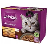 whiskas Adult 1+ Katzenfutter Pure Delight Geflügel Auswahl in Gelee, 12x85g – Hochwertiges Nassfutter für ausgewachsene Katzen in 12 Portionsbeuteln