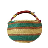 mitienda mit Liebe gemacht Korb aus Steppengras Ghana bunt/naturfarbig, Picknickkorb, Tragekorb, Handmade, Nachhaltig