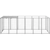 vidaXL Hundezwinger Silbern 330x110x110 cm Stahl