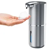 Fantictas Seifenspender Automatisch Wandbefestigung Schaumseifenspender 420ML Elektrischer Seifenspender Mit Sensor Soap Dispenser No Touch mit USB Wiederaufladbar, IPX5 Wasserdicht,Silber