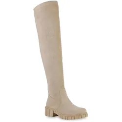 Damen Overknees in Beige