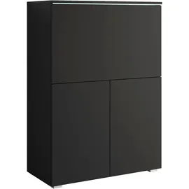 Home Affaire PC-Schrank HOME AFFAIRE "Vera, Sekretär, Home-Office-Schreibtisch mit LED-Beleuchtung", schwarz (graphite schwarz matt), B:90cm H:125,1cm T:42cm, Sekretäre, Multifunktional mit Stauraum, klappbare Tischfläche, LED, B 90 cm
