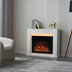 KAMINIO Elektrokamin Matti - Elektrischer Standkamin mit Heizung, 3D-Flammeneffekt, LED-Ambilight, Fernbedienung - Weiß