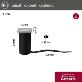 Paulmann Bodeneinbauleuchte LED Edelstahl 50x50mm 2W 60lm IP67 silber