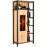 Carryhome Vitrine, Anthrazit, Eichefarben - B/H/T ca. 76,00x172,00x40,00