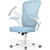 NASPALURO Bürostuhl – Ergonomischer Sitz – Sessel mit 90° klappbarer Armlehne – Lordosenstütze – höhenverstellbar - Blau