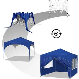 Woltu Faltpavillon 3 x 3 m inkl. 4 Seitenteile Blau