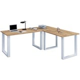 VCM my office Lona Schreibtisch honig-eiche rechteckig, U-Fuß-Gestell silber 190,0 x 80,0 cm