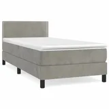 vidaXL Boxspringbett mit Matratze Hellgrau 100x200 cm Samt1537746