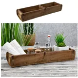 CEPEWA GmbH Cepewa Holzkiste Ziegelform Doppelt Used Look | Altholz Buche 60x15cm | Upcycling-Kiste mit Metallhenkel (1 x Holzkiste Ziegelform 60x15cm)