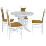 HOFMANN LIVING AND MORE Essgruppe »5tlg. Tischgruppe«, (Spar-Set, 5 tlg 5tlg. Tischgruppe), weiß + gelb, + weiß, , 20071124-0 B/H/T: 45 cm x 95 cm x 48 cm,