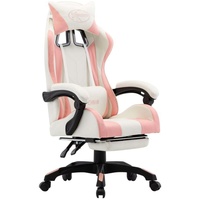 VidaXL Gaming-Stuhl mit Fußstütze Rosa und Weiß Kunstleder