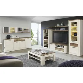 Möbel Kraft Sideboard 213 x 90 x 41 cm Holzfarben / Weiß / Mehrfarbig