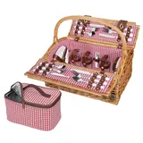 Cilio Aufbewahrungskorb Picknickkorb für 4 Personen Kühlfach Teller Gläser Besteck Cilio braun