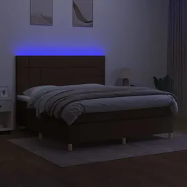 vidaXL Boxspringbett mit Matratze & LED Dunkelbraun 160x200 cm Stoff