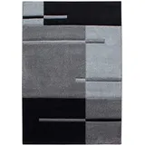 Carpetsale24 Teppich 160x230 cm – Kurzflor Konturenschnitt in Schwarz Grau – Kariertes Design, Extra Weich für Wohnzimmer, Esszimmer, Schlafzimmer