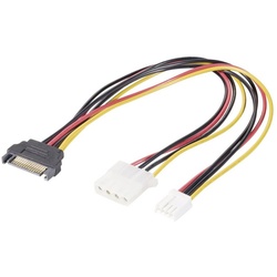 Renkforce Renkforce Strom Y-Kabel [1x SATA-Strom-Stecker 15pol. - 1x IDE-Strom-B Stromkabel, (0.20 cm) gelb|rot|schwarz