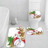 Badematten set 3D 40x60 Weihnachten Badezimmerteppich-Set absorbierend 3-teiliges maschinenwaschbare weich badteppich schnell trocknend Weihnachtsmann Süß Karikatur Badvorleger mit wc deckelbezug