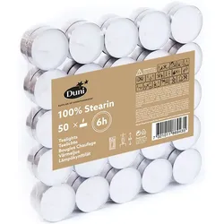 400x Duni Teelichte, 6 Std. Stearin Ø 39 mm 6 Std. Weiß Stearin