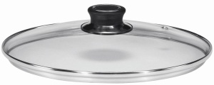 KRÜGER Brillant Glasdeckel, Hitzebeständiger Glasdeckel (180 °C) mit Dampfaustrittsöffnung zum Sichtkochen, Durchmesser: 24 cm