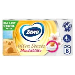 Zewa Ultra Senses Mandelblüte Toilettenpapier, 4 lagig 29276 , 1 Packung = 8 Rollen à 135 Blatt