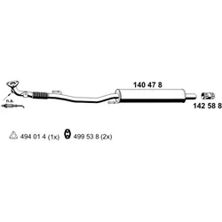 ERNST Vorschalldämpfer  für VAG 5Z0253059H 5Z0253059F 6R0253059CJ 140478