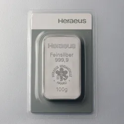 Silberbarren 100g HERAEUS geprägt