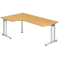Bümö Schreibtisch Buche, Nachbildung,Buche, L-Form, 200x72x120 cm, FSC Mix,