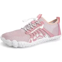 IceUnicorn Barfußschuhe Damen Herren Breite Traillaufschuhe Zehenschuhe Unisex Schwimmschuhe Strandschuhe Aquaschuhe(Pink Weiß, 36EU) - 36 EU