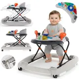 Sun Baby Lauflernhilfe Lauflernwagen mit Lenker Gehfrei Baby ab 6 Monaten BabyWalker Grau - Grau
