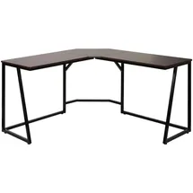 MCW Eck-Schreibtisch MCW-K66, Computertisch Arbeitstisch, MVG-zertifiziert 76x140x140cm, MDF Metall ~ dunkelbraun