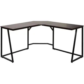 MCW Eck-Schreibtisch MCW-K66, Computertisch Arbeitstisch, MVG-zertifiziert 76x140x140cm, MDF Metall ~ dunkelbraun