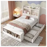 XDeer Kinderbett Einzelbett 90 x 190 cm Holz weiß