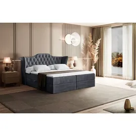 altdecor BOXBETT mit Matratze H3 und Lattenrost, - VILA - 160x200 cm Dunkelgrau