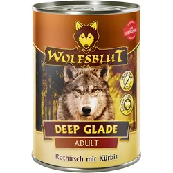WOLFSBLUT 395g Hundenassfutter 6 x 395 Gramm Deep Glade Rothirsch mit Kürbis
