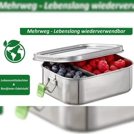 APS Hochwertige Edelstahl Brotdose 1.100 ml inkl. Trennwand/ auslaufsichere Frischhaltedose