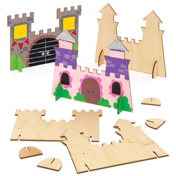 6 x Märchenschlösser aus Holz zum Aufstellen, Basteln für Kinder