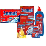 SOMAT Tabs 28 AW Classic Power, Geschirrspül Tabs mit Fettlösekraft für kraftvolle Reinigung + Klarspüler + Intensiv-Maschinenreiniger + Spezial-Salz + Deo Perls + Maschinenreiniger