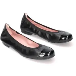 Pretty Ballerinas für Damen. 48780 Shirley Leder Ballerinas schwarz (38.5), Wohnung, Keine, Lässig