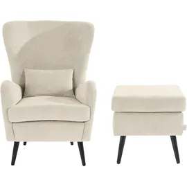 Home Affaire Ohrensessel Sallito Polyester 76 x 109 x 85 cm Beige mit Hocker
