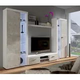 Küchen-Preisbombe Kuechen-preisbombe TOP Wohnwand Rumba XL Anbauwand Wohnkombi Wohnzimmer Beton Optik + Weiss matt