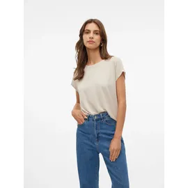 Vero Moda VMLAVA PLAIN SS TOP LUREX STRIPE Beige/Gold XL