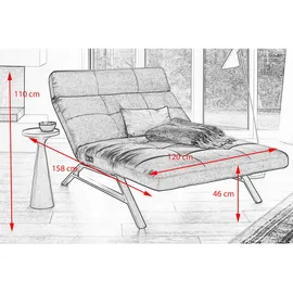 KAWOLA Liege, AMERIVA Sessel, Relaxliege Maxi Velvet silber schwarz