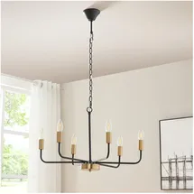 lux.pro Bishop 6-flg. 60 cm modern schwarz/messingfarben